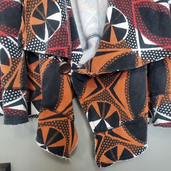 Free People Jacket Womens Medium Multicolor Geometric Tribal Cotton Knit Draped - Picture 6 of 12